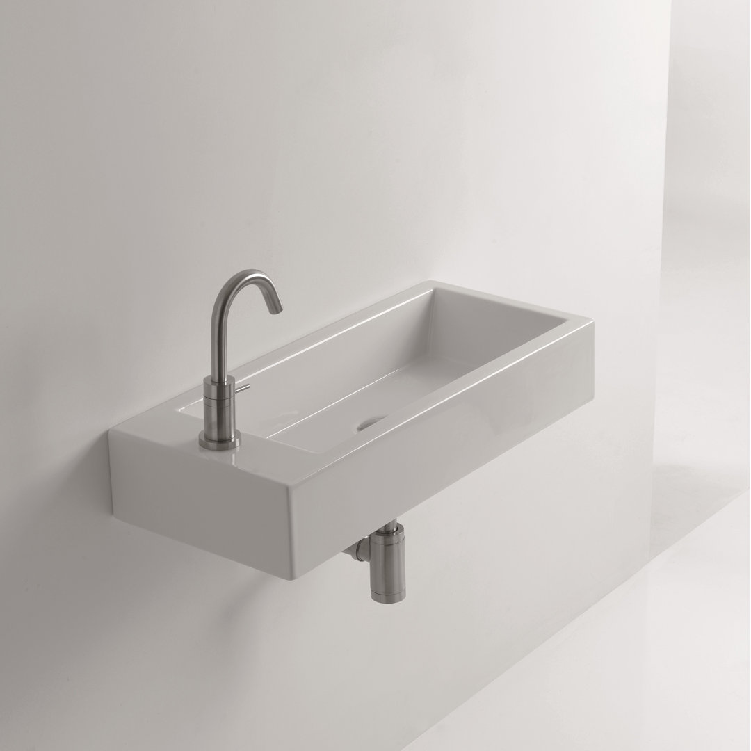 WS Bath Collections 11.8'' Ceramic White Ceramic Rectangular Bathroom Sink WS Bath Collections