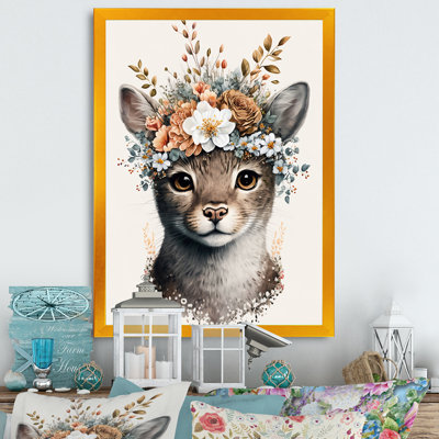 " Cute Baby Cat With Floral Crown III "