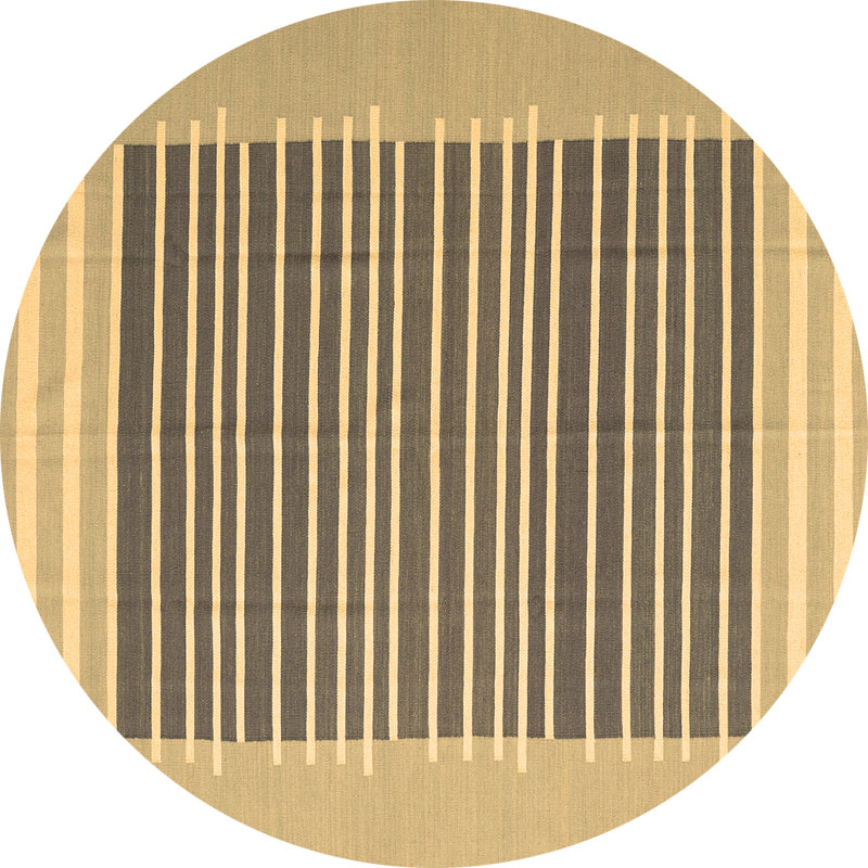 Tapis contemporains brun lavable à la machine 2777, Rond 3 pi