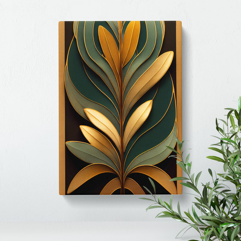 Leaves No.3 - Wall Art, 76cm H x 50cm W x 3cm D, Wrapped Canvas
