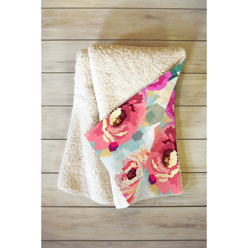 Couverture de fleurs abstraites géométriques, L 60 po x l 50 po