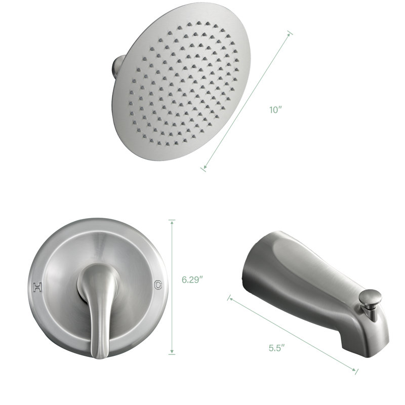 Complete Shower System with Rough in-Valve, Brushed Nickel