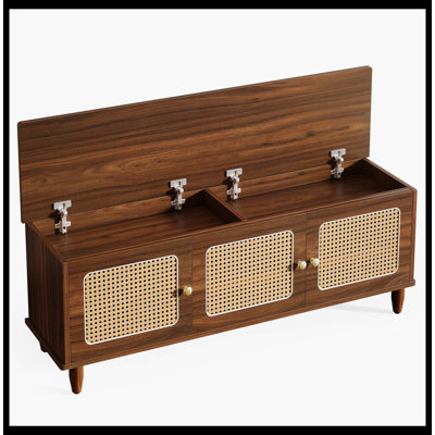 Banc de rangement 55 po, banc à chaussures à 2 niveaux avec rangement relevable