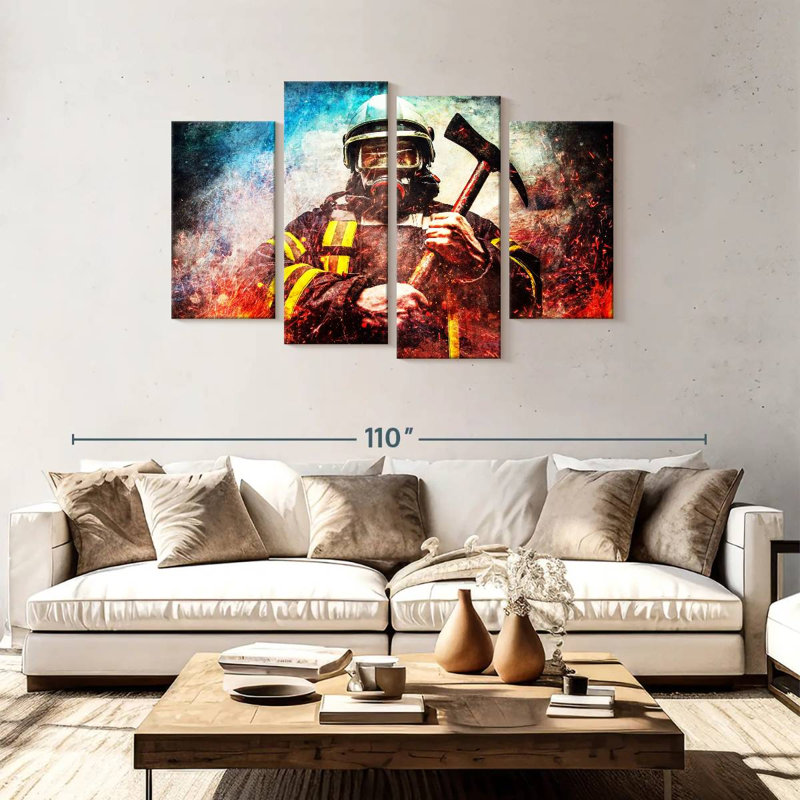 Lelar Masked Firefighter, 48'' H x 75'' W