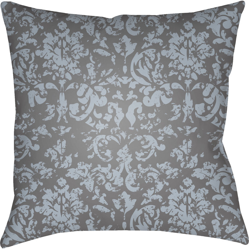 Damask Throw Pillow, 18" H x 18" W x 4" D, Slate/Blue