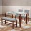 Ensemble de salle à manger 4 pièces peu encombrant avec table en faux marbre, chaises rembourrées et banc en gris doux, sièges 4