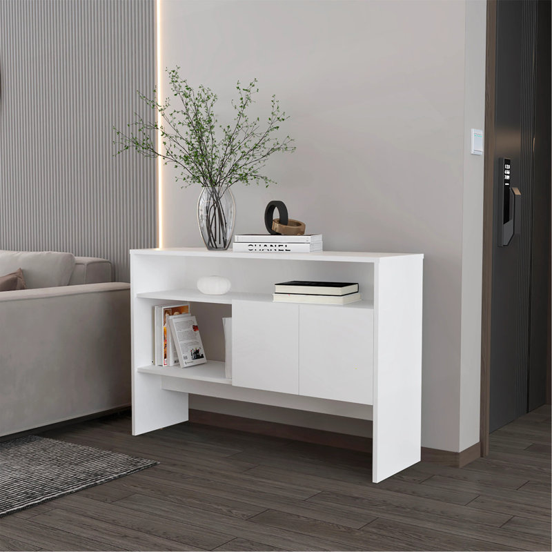 Console blanche avec deux portes