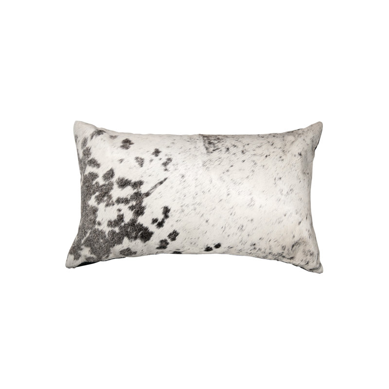 Torino Leather/Suede Lumbar Rectangular Pillow Cover & Insert, Gray/White