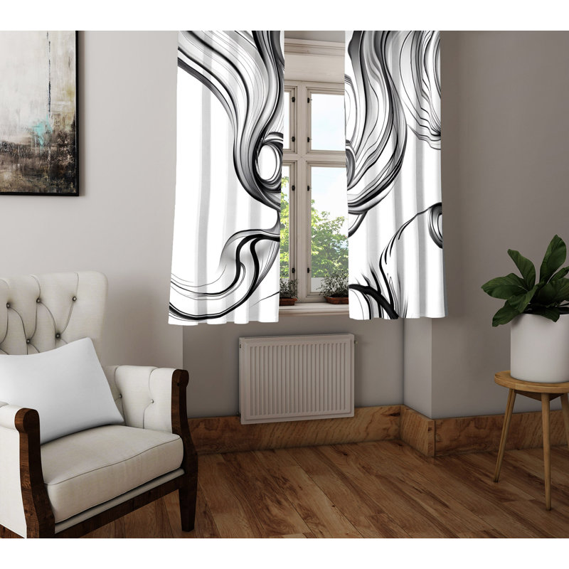 Bermea Semi Sheer Curtain Pair, 20" W x 82" L