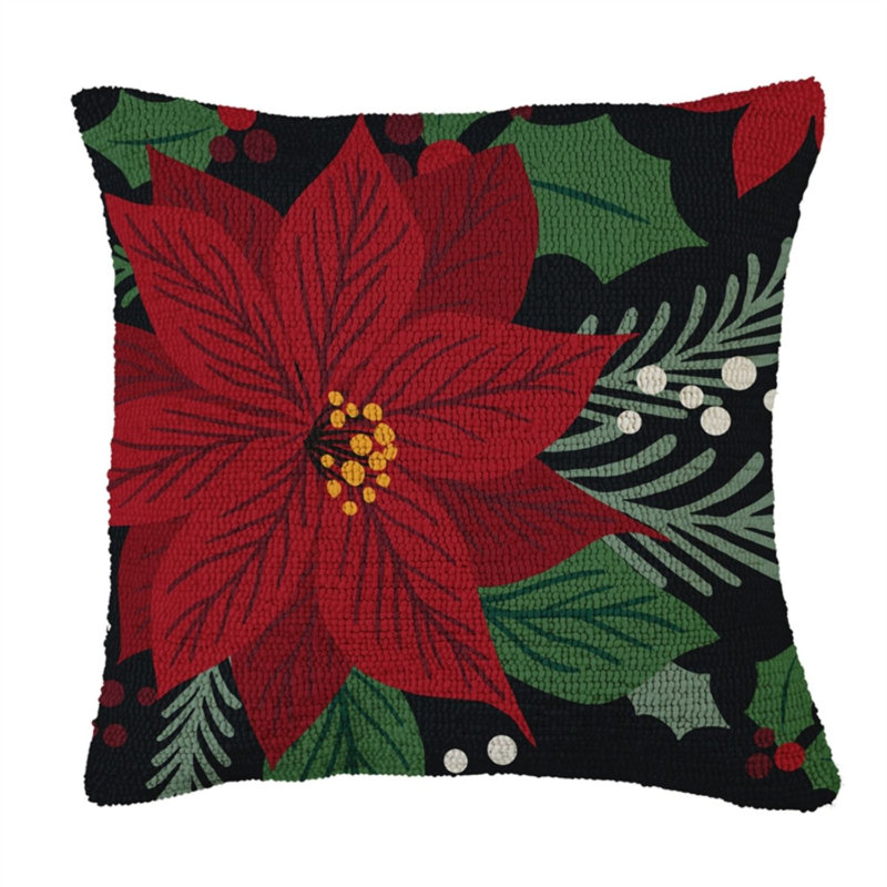 Jeté carré à motif de poinsettia