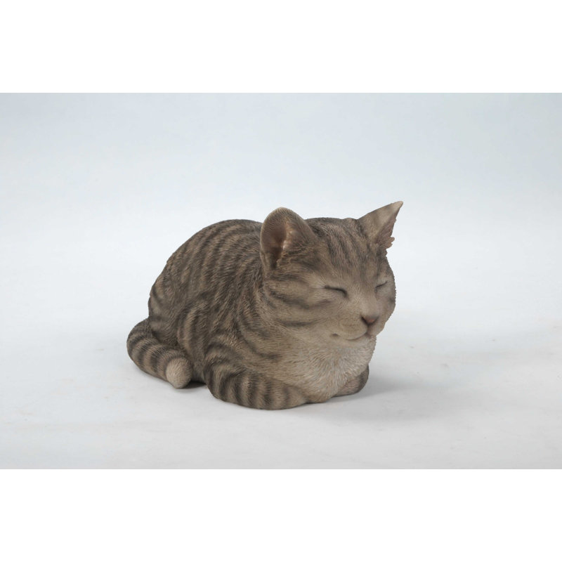 Sleeping Cat Tabby Statue, Gray