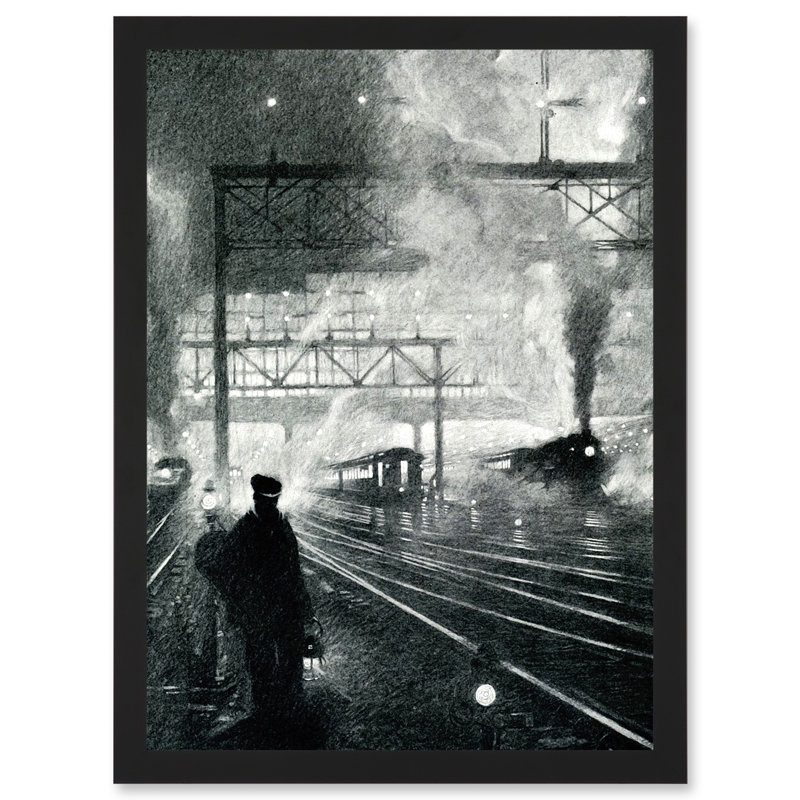 Travel Railway Tracks 1912 Soot Steam Train Locomotive Drawing Moody - Single Picture Frame Print