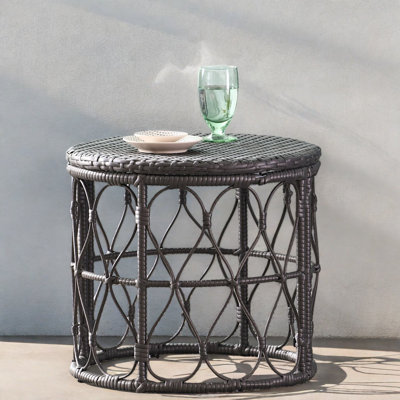 Compact Patio Tables, Grey Rattan Boho Modern Accent For Patio Home