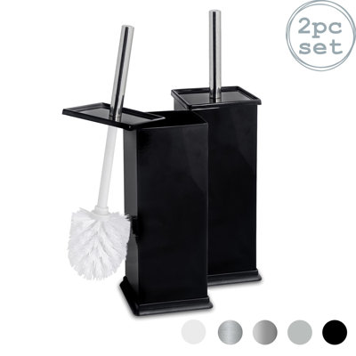 Harbour Housewares - 2x Square Toilet Brushes with Holder