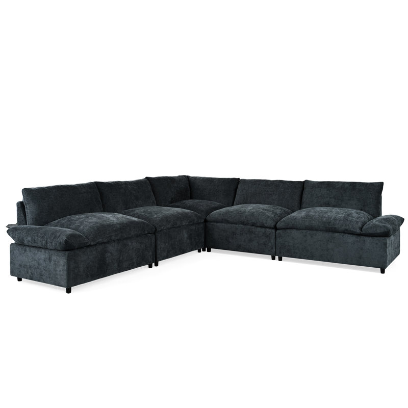 115,5 po gris foncé modulaire avec sièges confortables et espaces de rangement dissimulés