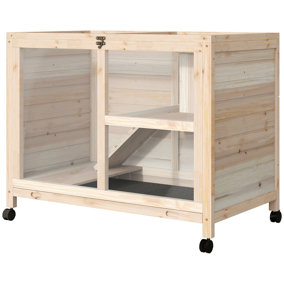 ADVANTek Pet Stuffs raised wooden rabbit hutch.