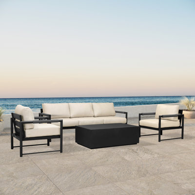 Barnell 4 Piece Deep Sofa Seating Group with Sunbrella Cushions -  Wade Logan®, C0C76407A6C44918B42B0F9BE7B9F213