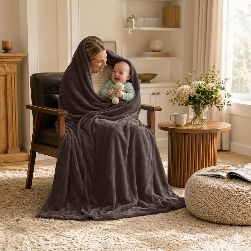 Ultra-Soft Fleece Blanket - Plush Warm Bed & Sofa Throw for All-Season Comfort, Double (150cm x 200cm), Coffee