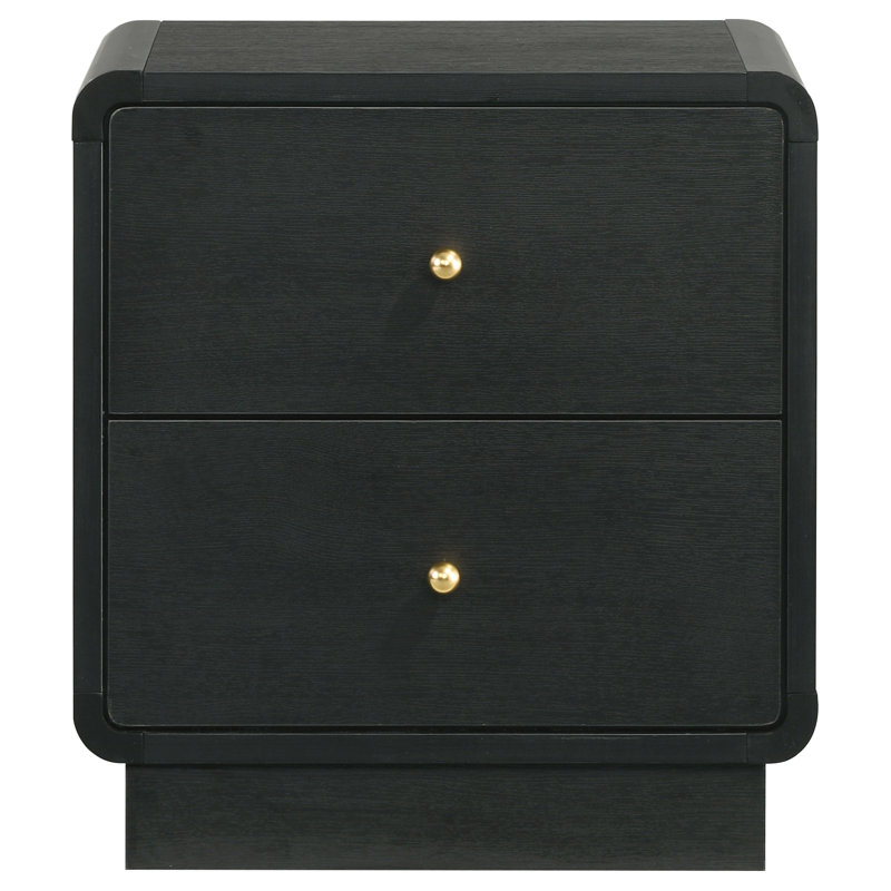 2-drawer Nightstand Bedside Table Black
