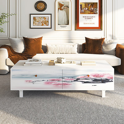 Table basse avec rangement peint français rétro