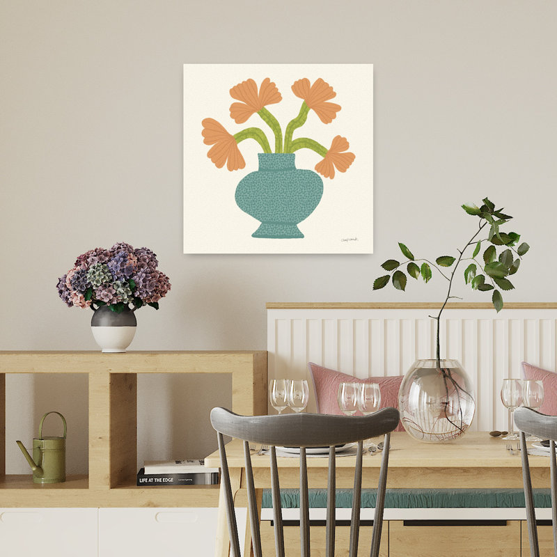 "Flower pot I", art mural contemporain, H 18" x l 18"