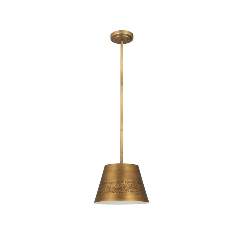 Aire 1 - Light Single Pendant, 9.5" H x 12" W x 12" D, Rubbed Brass