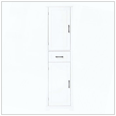 Freestanding Tall Bathroom Cabinet Two Doors Adjustable Shelves