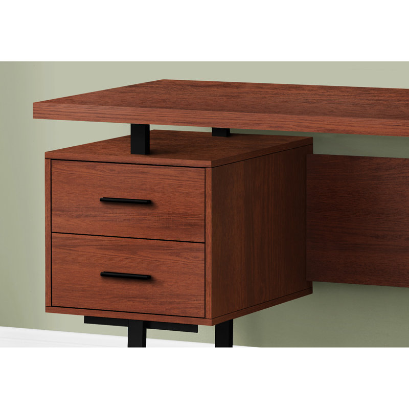 Bureau d'étude contemporain pour bureau - 152 cm (60 po), stratifié brun, métal noir, table de rangement professionnelle