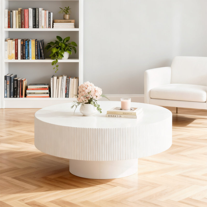 Table de bout Modern Drum, Blanc