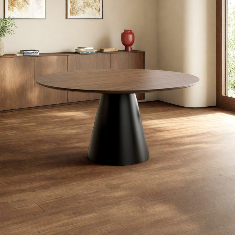 Table ronde haut de gamme en bois de noyer noir