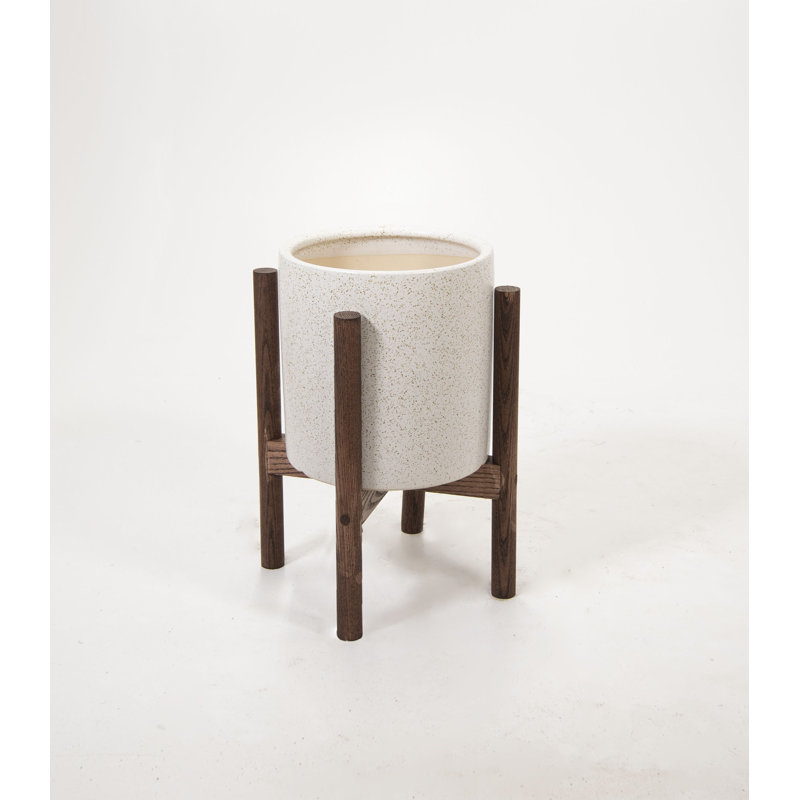 Klinger Ceramic Pot Planter, Matte Ivory/Honey
