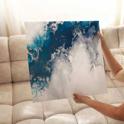 Abstract Blue Crystal Geode Modern Unframed Art Print