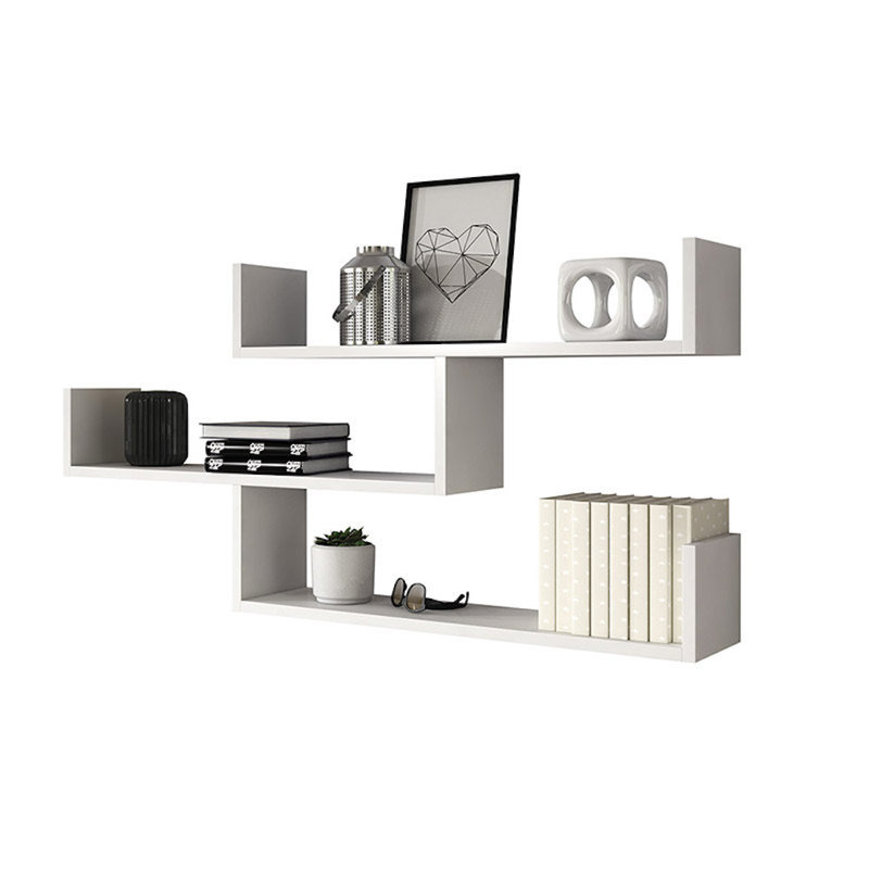 Wallaston 3 Piece Floating Shelf, White, White, 60cm H x 102.2cm W x 18cm D