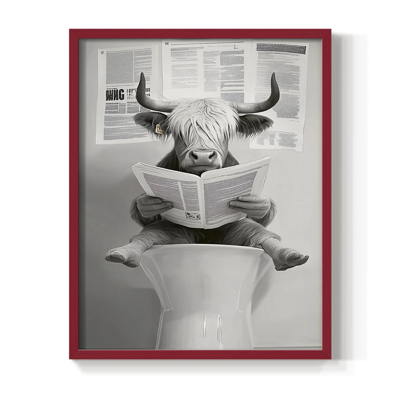 Animal encadré, reproduction encadrée prête à être accrochée, H 20 po x l 16 po, Rouge