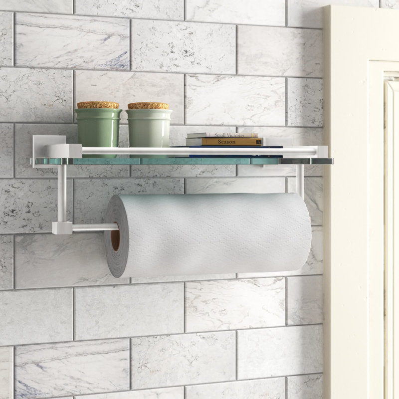 Haranu Bracket Shelf with Towel Bar, Matte White