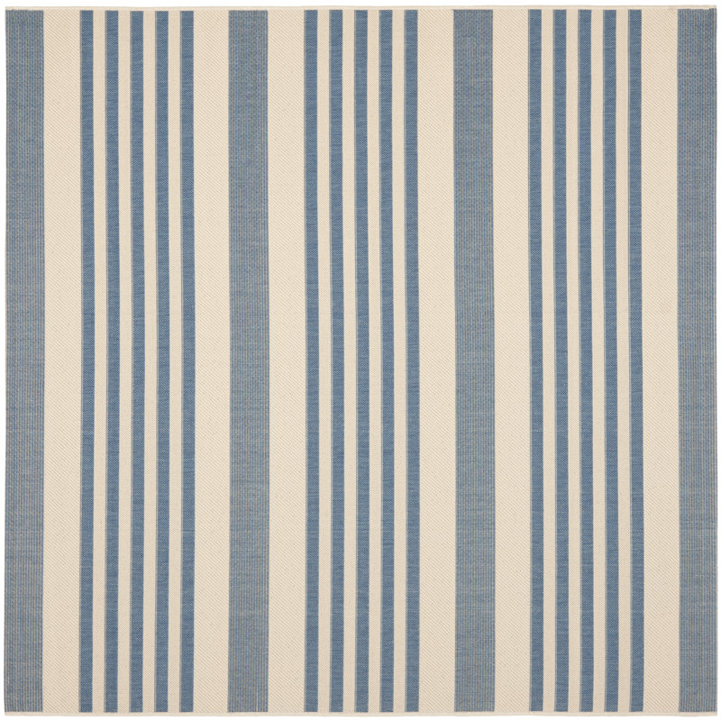 Tapis rayé intérieur / extérieur Herefordshire, Carré 6 pi 7 po