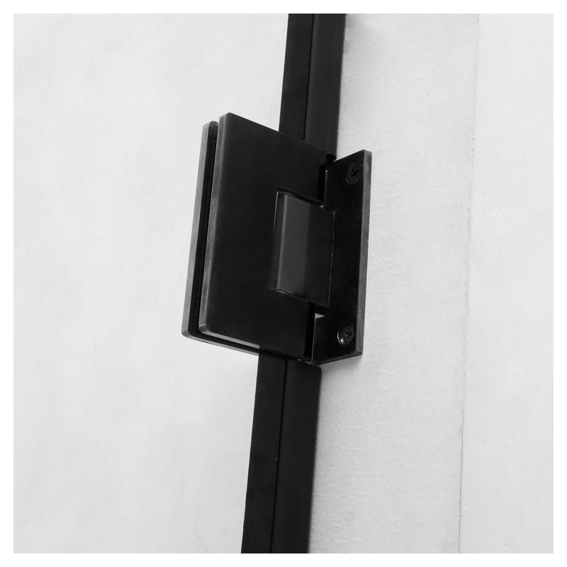 Porte de douche pivotante avec cadre en verre trempé noir mat 34 po x H 72 po