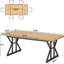 Table de salle à manger 71 po pour 6 personnes, table de cuisine rectangulaire rustique avec pieds en métal à tréteaux en X, table de salle à manger en bois pour la salle à manger, noyer clair et noir-1670494839-1670494835