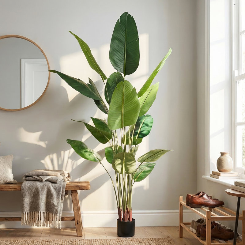 Fausse plante palmier de voyage, H 71 po x l 31,50 po