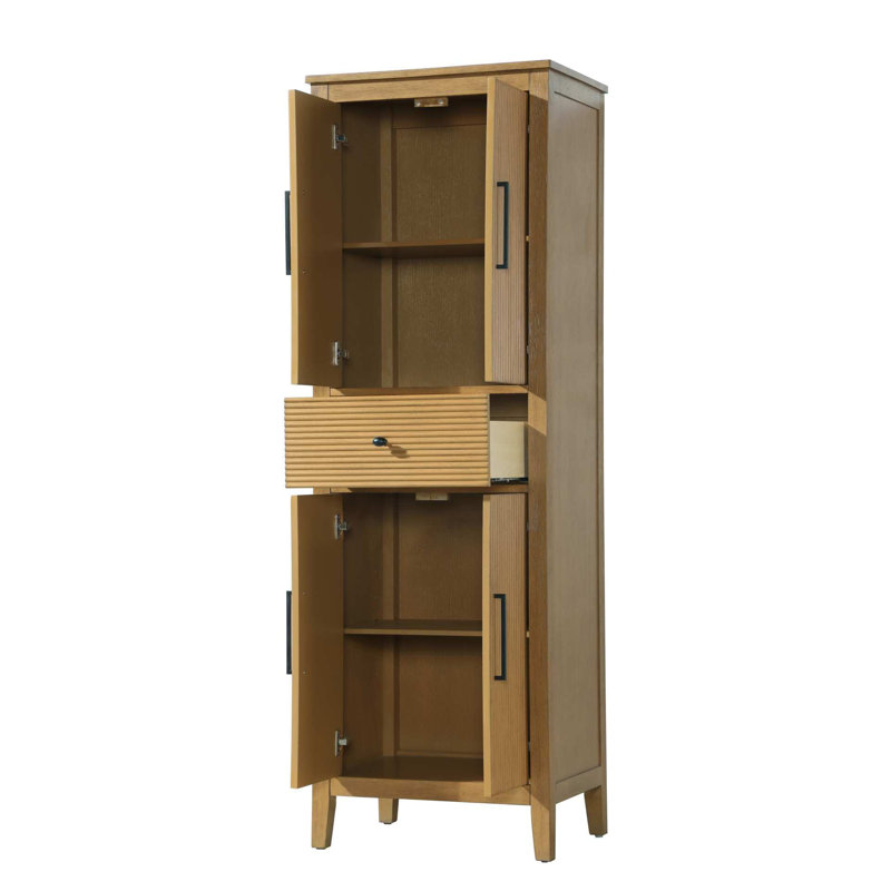 Bath Storage Cabinet, 72" H x 24" W x 18" D, Honey Teak