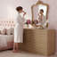 Commode cannelée moderne 47 po à 6 tiroirs avec finition chêne naturel, tiroirs coulissants et ensemble anti-basculement