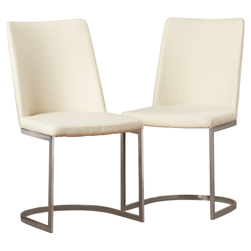 Chaise d'appoint chromée argentée Chromium, Lin - Beige