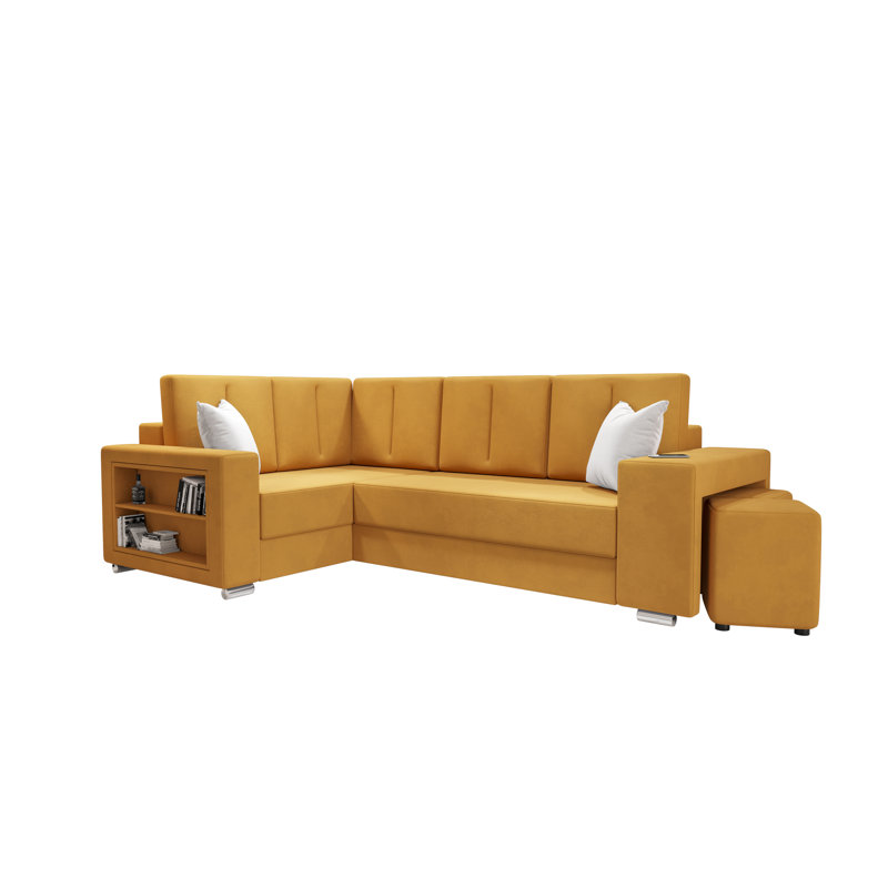 Birck 4 Seater Corner Sofa , Honey yellow - Itaka33, Left -sided