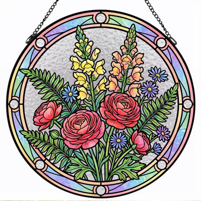 Panneau de vitrail en verre coloré, 7,8 heures