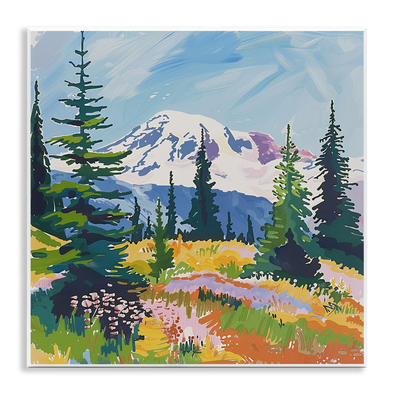 Art moderne sur plaque de montagne enneigée moderne, design par Walker Noble