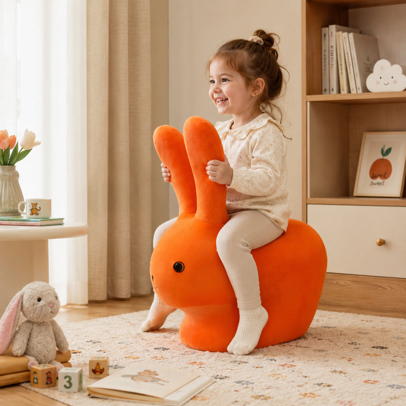 Pouf rembourré Anesia, Orange