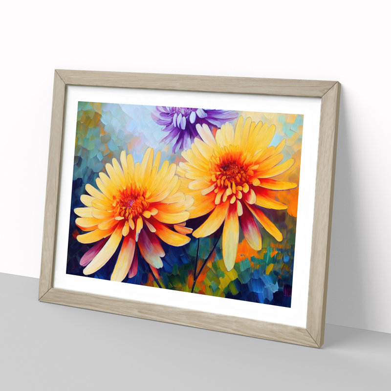 Chrysanthemum Flowers Vol.1 - Framed Print, 46cm H x 64cm W x 2cm D, Oak Framed