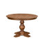 Cet ensemble de cuisine de 5 pièces comprend une table de salle à manger à piédestal et 4 chaises Parson en lin brun clair avec dossier rembourré - finition noyer antique-1992980406-1992980403-2000671610