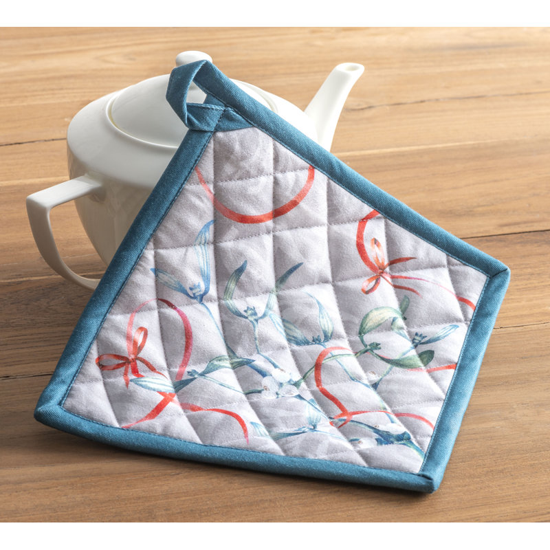Maison d'Hermine Gant de cuisine + manique 100 % coton Enora - 7,5 po x 13 po et 8 po x 8 po
