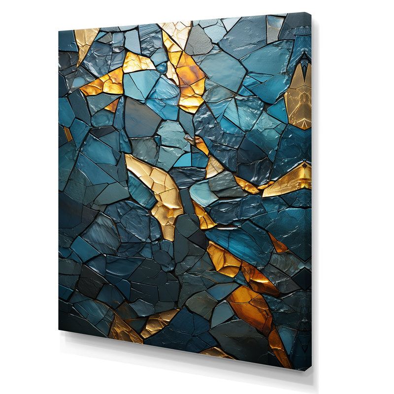 Pierre mosaïque I - décoration murale en marbre, Toile tendue, H 20 po x l 12 po x P 1 po